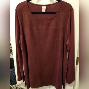 NWT Chico's Wine colored faux Suede/Knit mix top in Chico's size 3 (or XL)